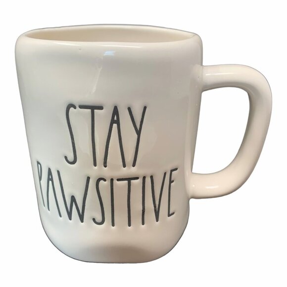 Rae Dunn Dog Cat Mug Stay Pawsitive Pet Lover Ceramic Coffee Tea Kitty Puppy Dog - Picture 1 of 6